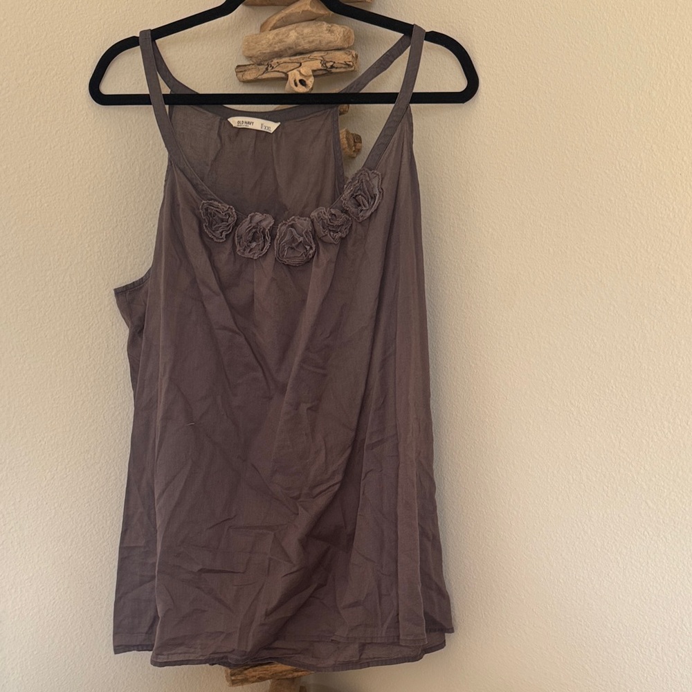 Old Navy Purple Tank Top with Floral Accents